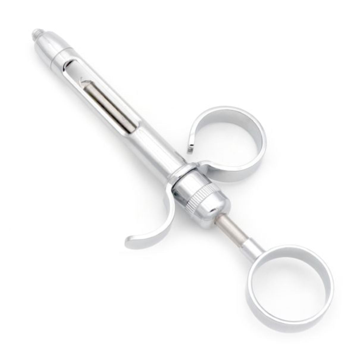 Aspirating Dental Syringe, 1.8 ml – front view of rotatable, chromium-plated syringe for precise anesthetic delivery.