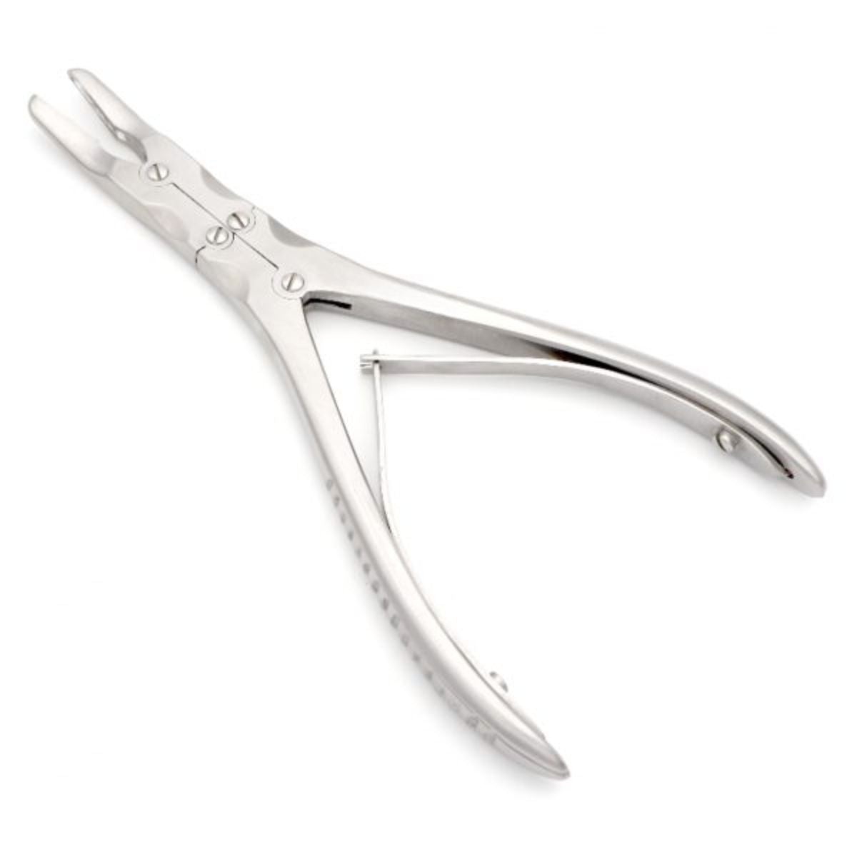 Beyer Bone Rongeur, double action, 15° angle, 3mm tip, 18cm – surgical instrument for controlled bone cutting in dental and orthopedic procedures.