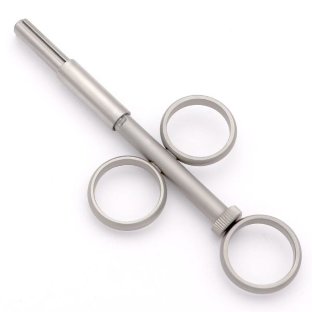 Open-Form Bone Grafting Syringe, 5mm inner diameter – front view of stainless steel applicator for dental grafting.