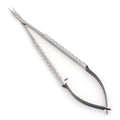 Castroviejo Microsurgery Scissors, 16cm – curved tip with serrated edge for precision cutting in delicate microsurgical procedures.