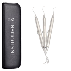 close detail of curette blades designed for distal root surface adaptation