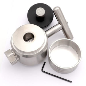 Top view of Dental Bone Crusher with secure lid – surgical-grade tool designed for crushing and milling bone graft material.