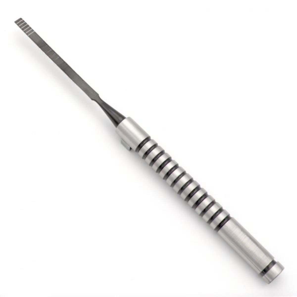 Dental Bone Chisel, straight, 4mm width, 17cm – stainless steel instrument with graduated scale for precise bone shaping in surgical procedures.