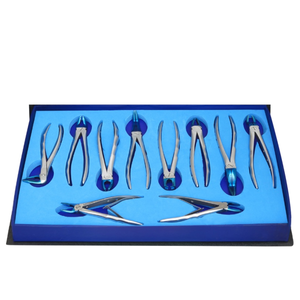 Dental extraction forceps set 10 pcs blue plasma coated tips
