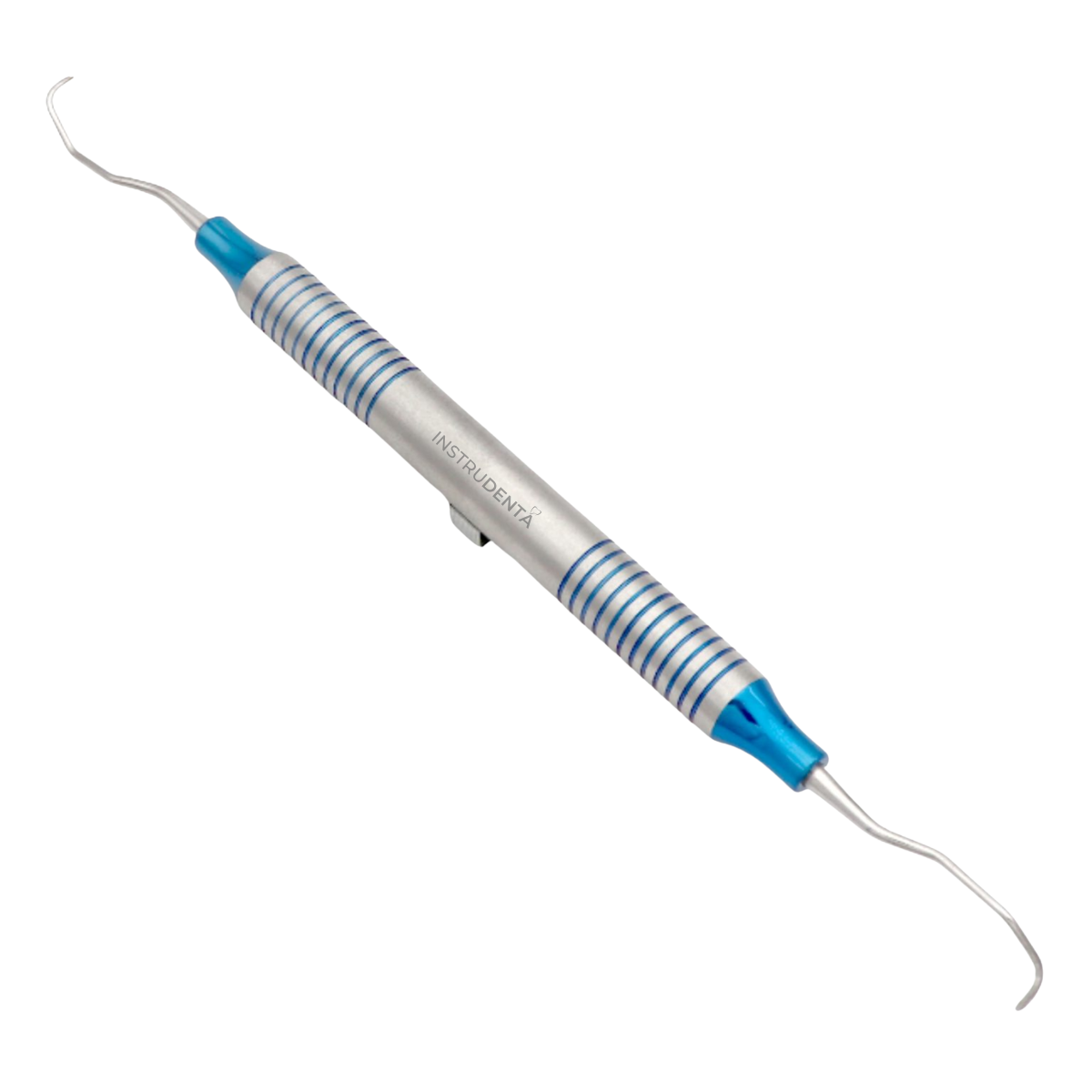 close up of curette showing hybrid blade design for flexible use