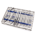 Dental tunneling micro surgical kit set with periodontal tunneling instruments in sterilization tray