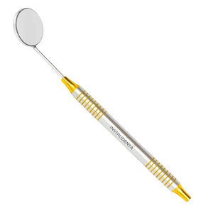 dental mirror set with gold handles and reflective mirror heads