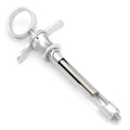 Front angle of Cook-Waite Type Petite Aspirating Syringe, 1.8ml – reusable dental instrument with metric thread design.