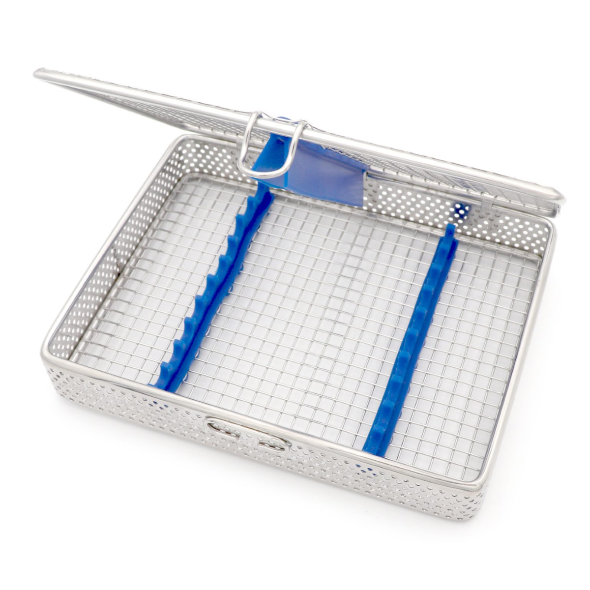Stainless steel wire mesh cassette box for 10 dental instruments storage and sterilization